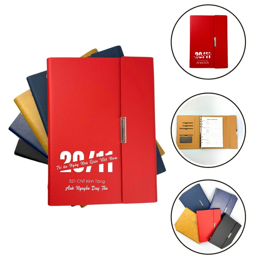 Sổ tay làm quà tặng bìa còng A5 màu đỏ