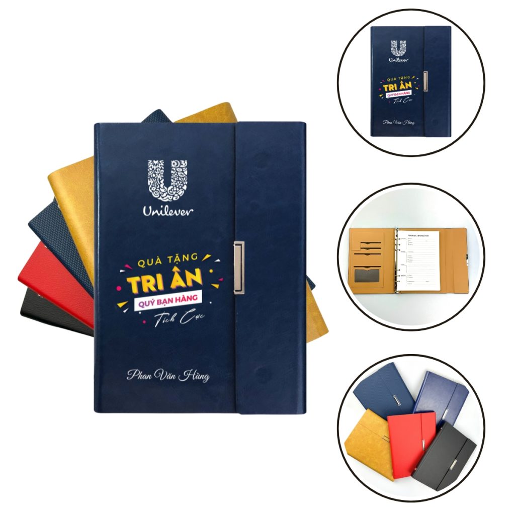 Sổ tay bìa còng cao cấp A5 màu xanh